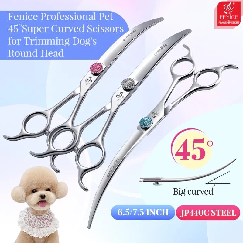 Fenice Professional Ciseaux incurvés super grands 6,5/7,5 pouces 45 °    Ciseaux incurvés pour coupe