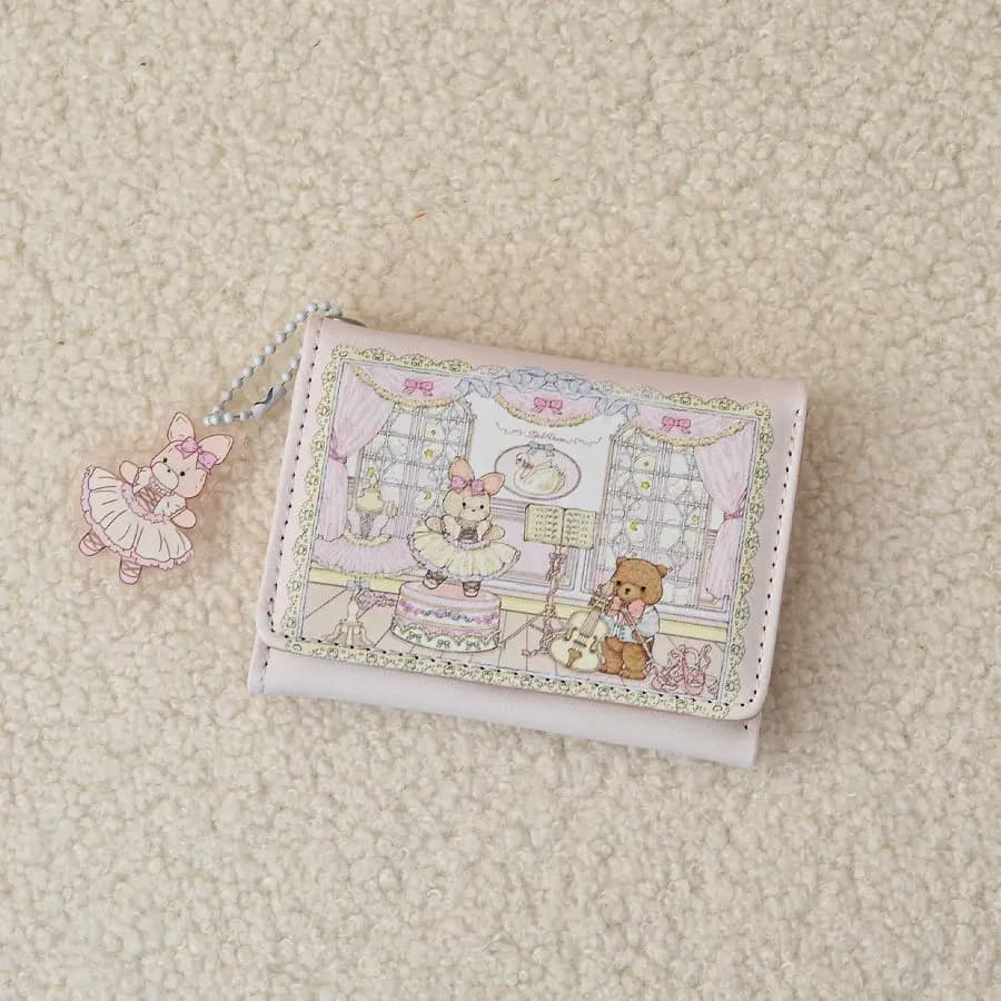 Portefeuille lapin ours série pique-nique de printemps pour fille, joli Design Original, Anti-démagn