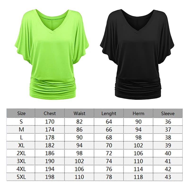 T-shirt chauve-souris classique décontracté, grande taille, col en v, manches courtes, rose, gris, b