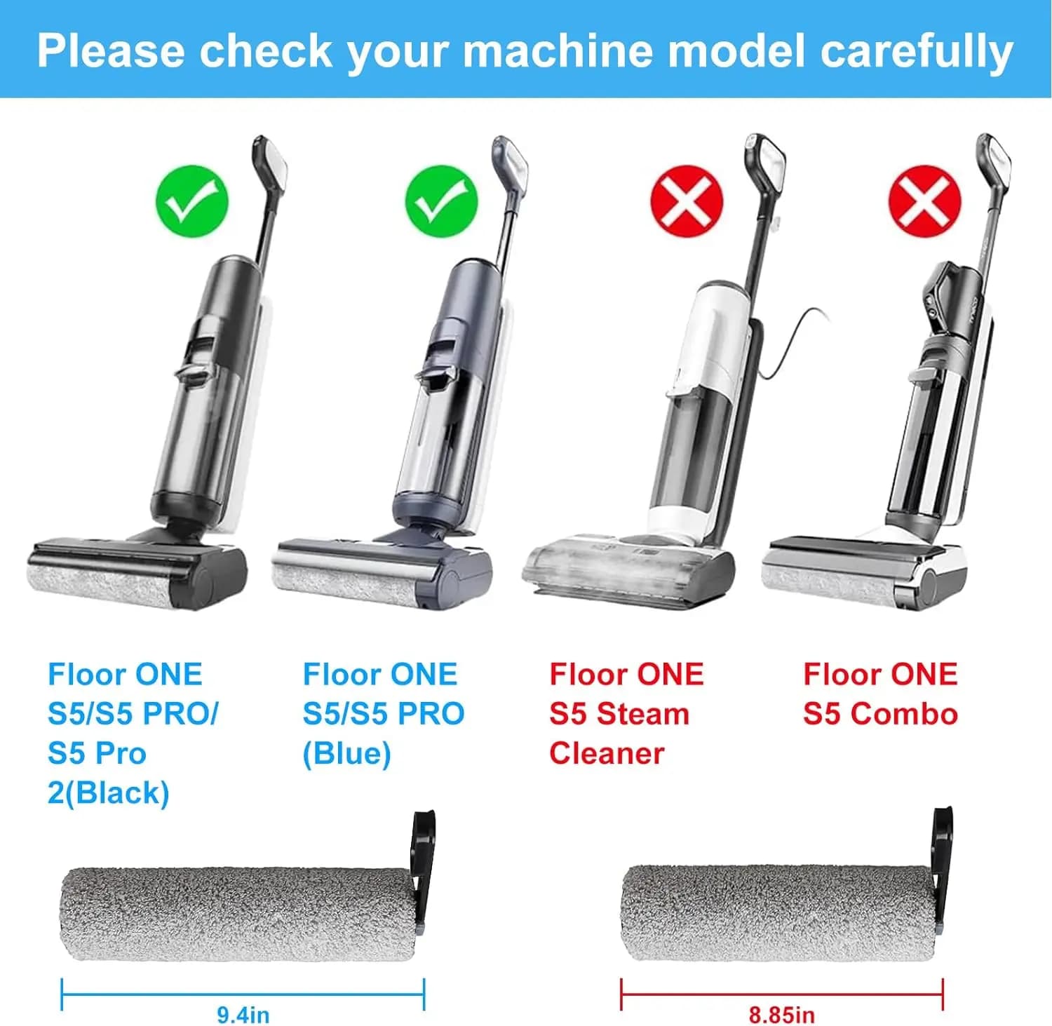 Rouleaux de brosse de remplacement compatibles avec l'aspirateur sec et humide sans fil intelligent 