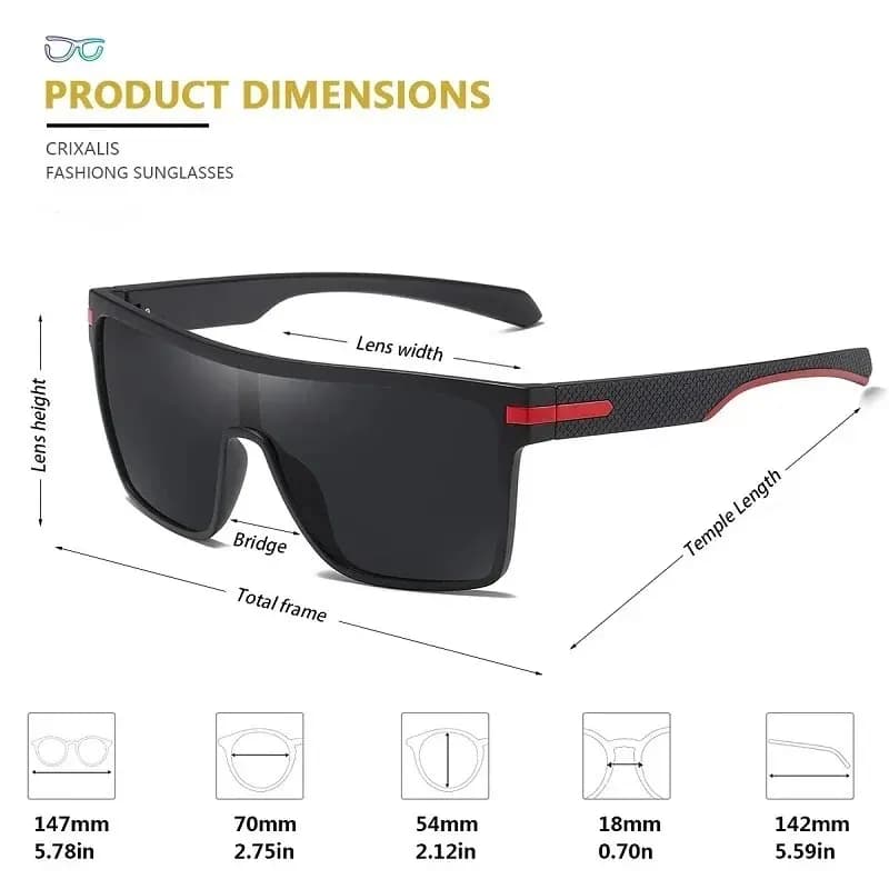 CRIXALIS mode lunettes de soleil polarisées pour hommes carré surdimensionné Anti-éblouissement pilo