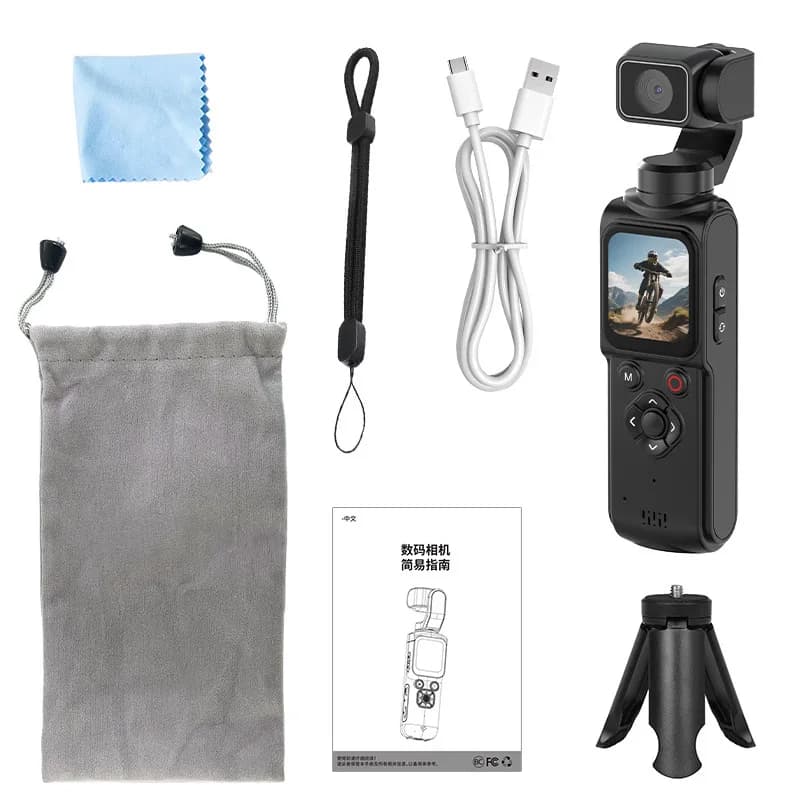Caméra de poche 4K Vlog avec stabilisateur et fonction 330 °   Stabilisateur portable avec suivi du 