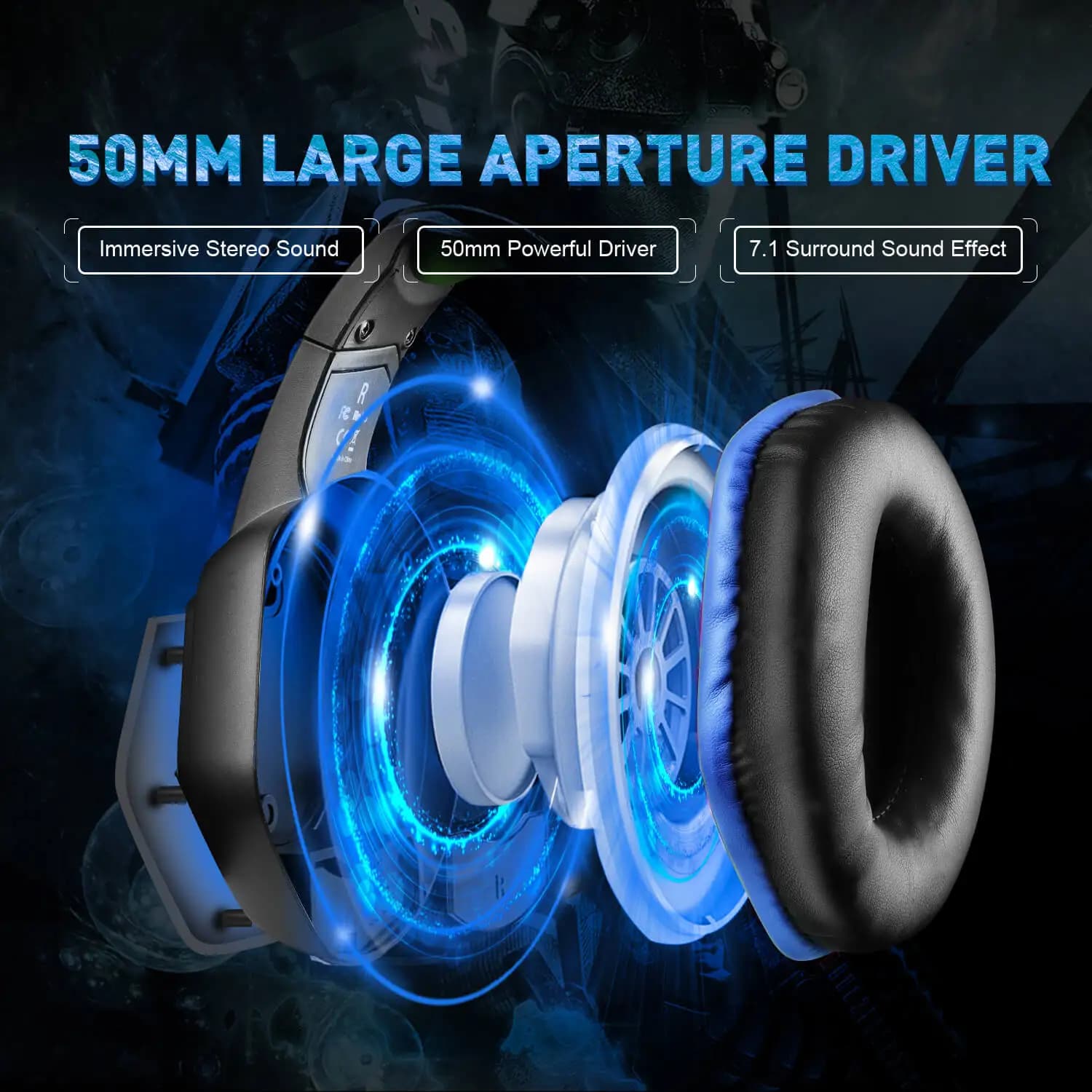 EKSA E1000 casque de jeu pour PC/PS4/PS5 7.1 Surround RGB casque de jeu Gamer USB casque filaire ave