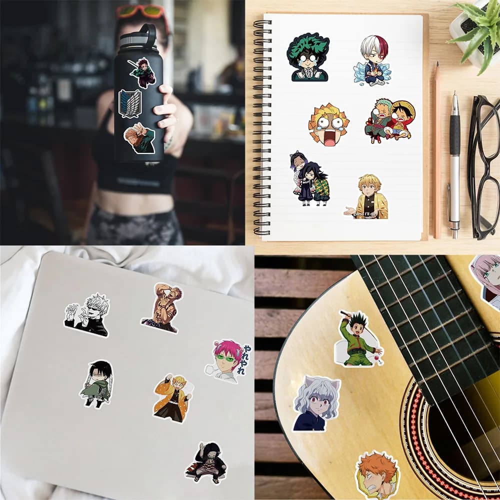 300 pièces mélange Anime autocollants pour enfants une pièce JujutsuKaisen DragonBall autocollant br