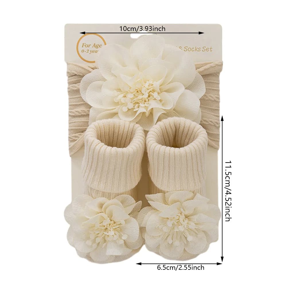 3 pièces/ensemble dentelle fleur bébé bandeaux chaussettes coton antidérapant cheville 0-12M bas lar