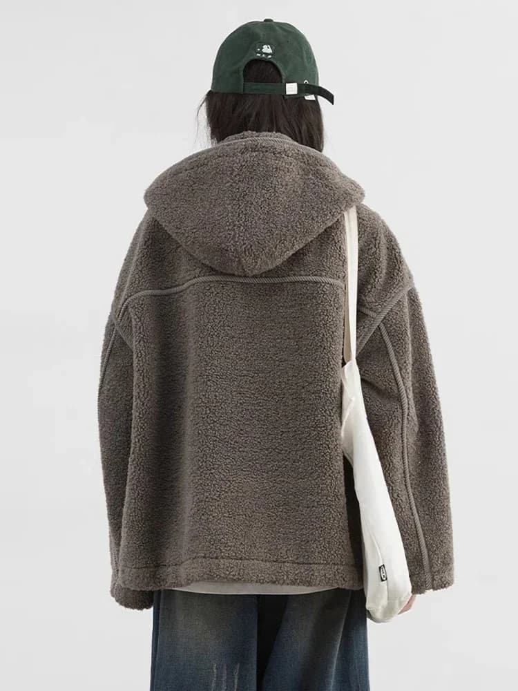 CHIC VEN-Veste à Capuche pour Femme, Manteau Chaud en Peluche, Col Montant, Couleur Unie, Nouvelle C
