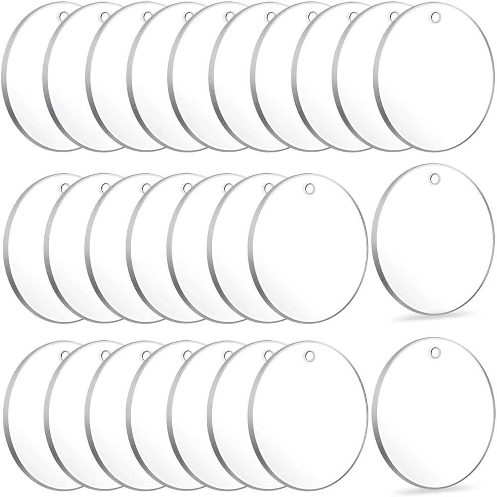 Porte-clés transparents, disques circulaires transparents, vierges en acrylique, en vrac pour porte-