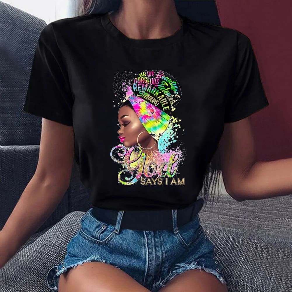 T-shirt magique Black Girl, I am Melanin Queen Graphic Tees, Afro American Tees, Black Veves Matter 