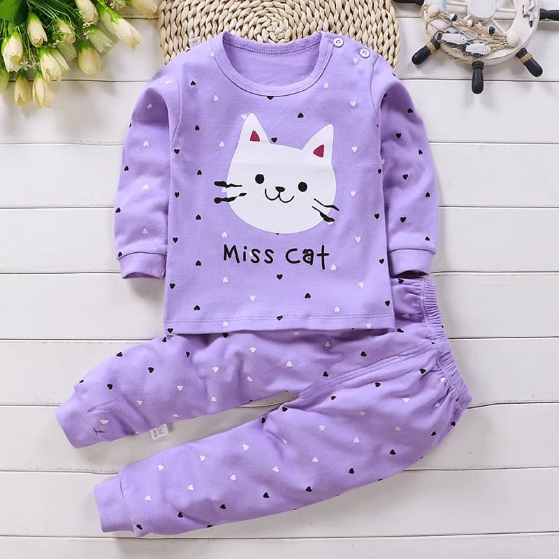 Pyjama en Coton pour Bébé Fille de 0 à 5 Ans, Ensemble de 2 Pièces, Vêtements d'Hiver Décontractés, 