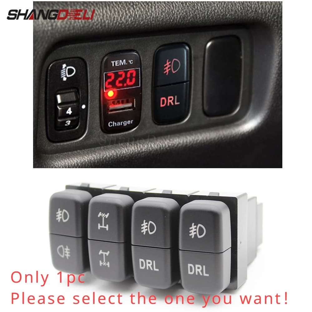 Interrupteur LED rouge à double clé, antibrouillard, bouton DRL pour Mitsubishi Pajero V73 V93 Lance