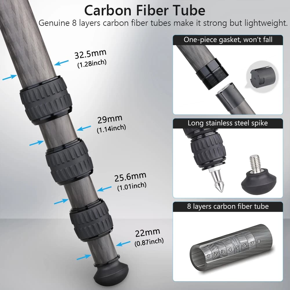 INNOREL-Trépied compact en fibre de carbone avec sac en pierre, CT324C, RapDuty, support de caméra d