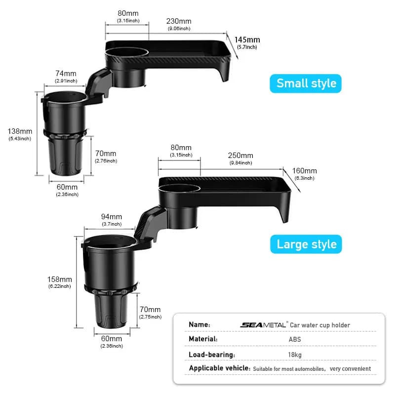 SEAMETAL-Extenseur de porte-gobelet de voiture de qualité supérieure, support de clics multifonction