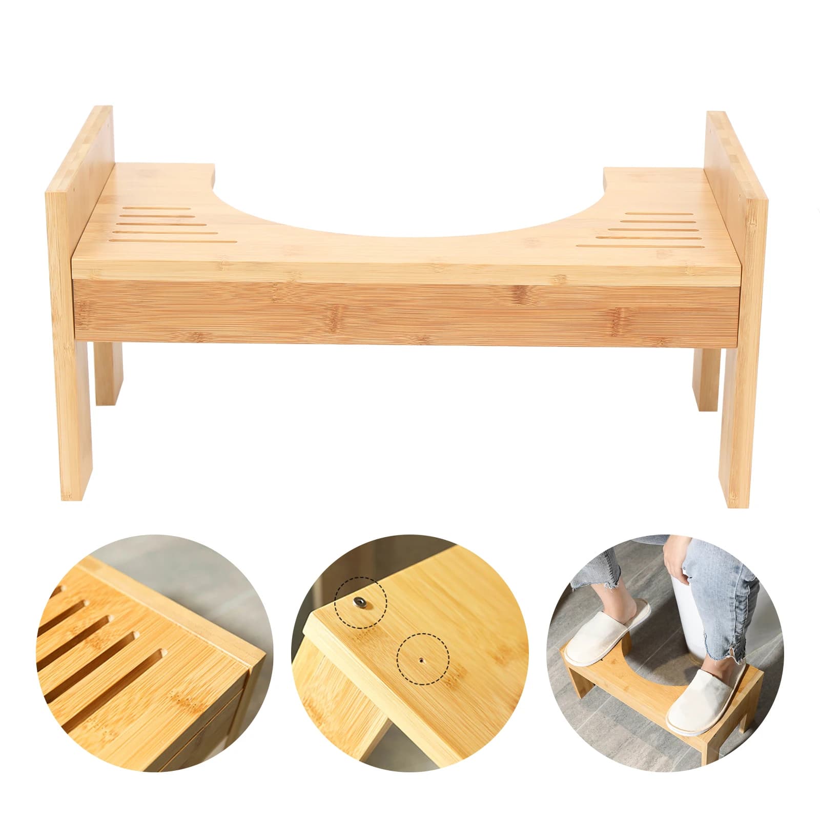 Tabouret de toilette en bambou, tabouret de merde, banc de Squat Portable, tabouret de pot pour adul