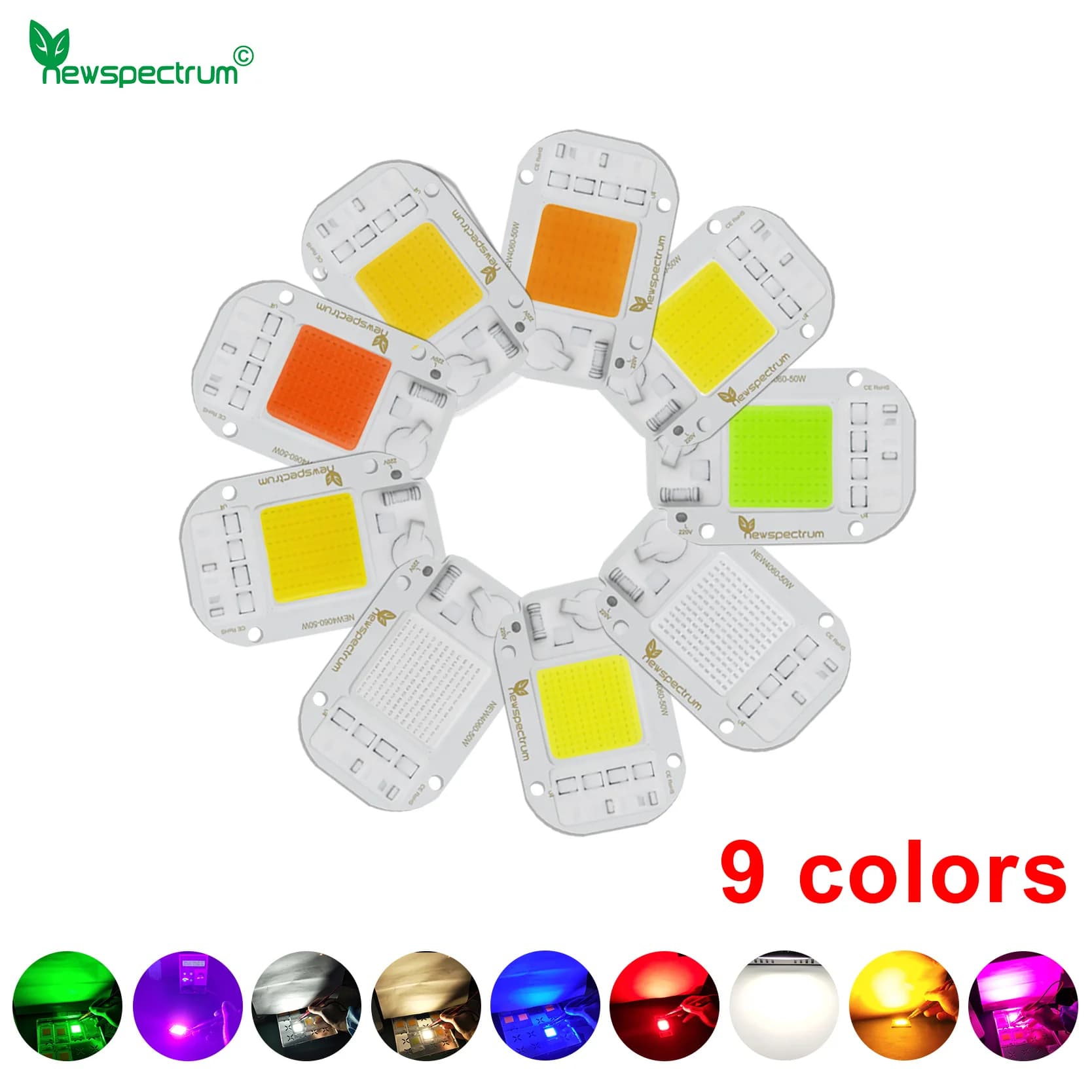Puce LED COB 220V, Module 50W 30W 20W Natura, blanc froid et chaud, UV rose vert or bleu rouge pour 