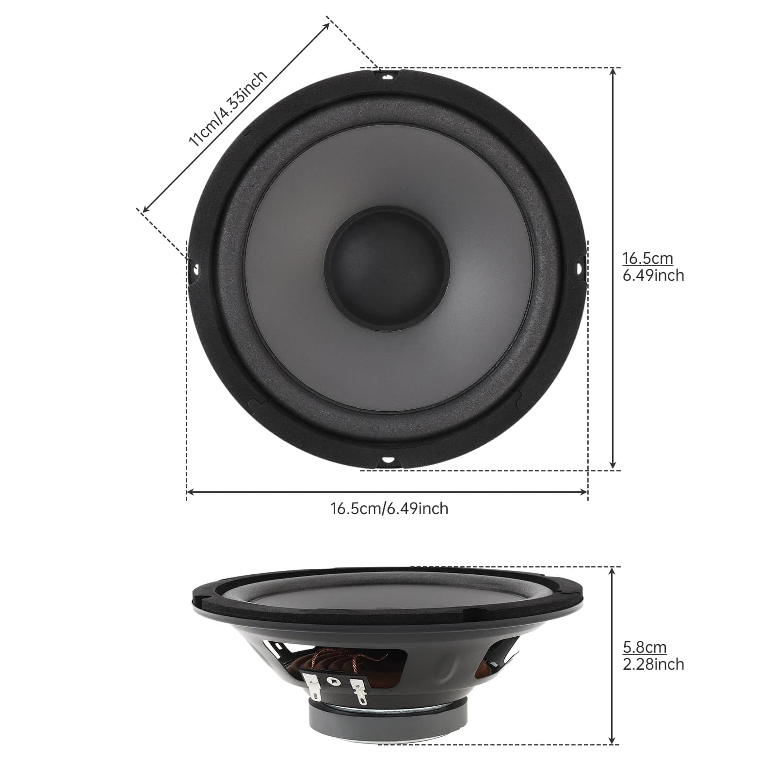 1 pièce 6.5 pouces haut-parleurs de voiture 600W 2 voies porte de véhicule caisson de basses Audio s