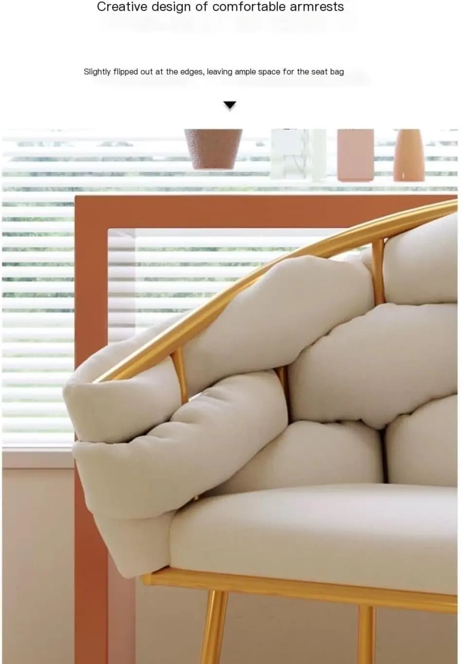 Formwell Loisirs Canapé simple Fauteuil en velours avec pieds dorés Chaise de maquillage avec rembou