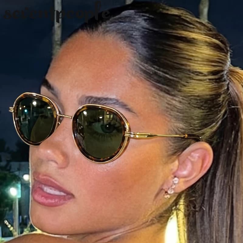 Lunettes de soleil punk rondes à monture métallique pour femme, style vintage 2026, de luxe, de créa