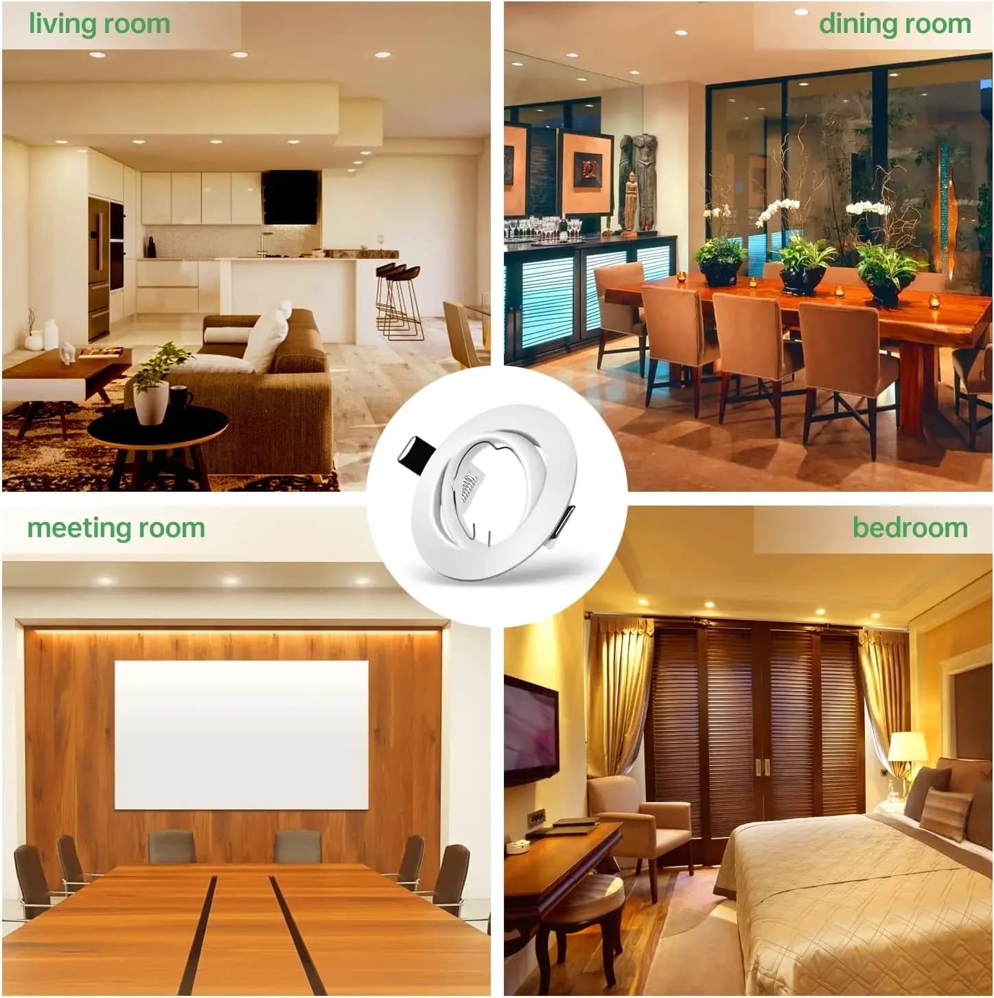 Spot lumineux LED encastrable noir/blanc, cadre de plafonniers ronds, supports de fixation réglables
