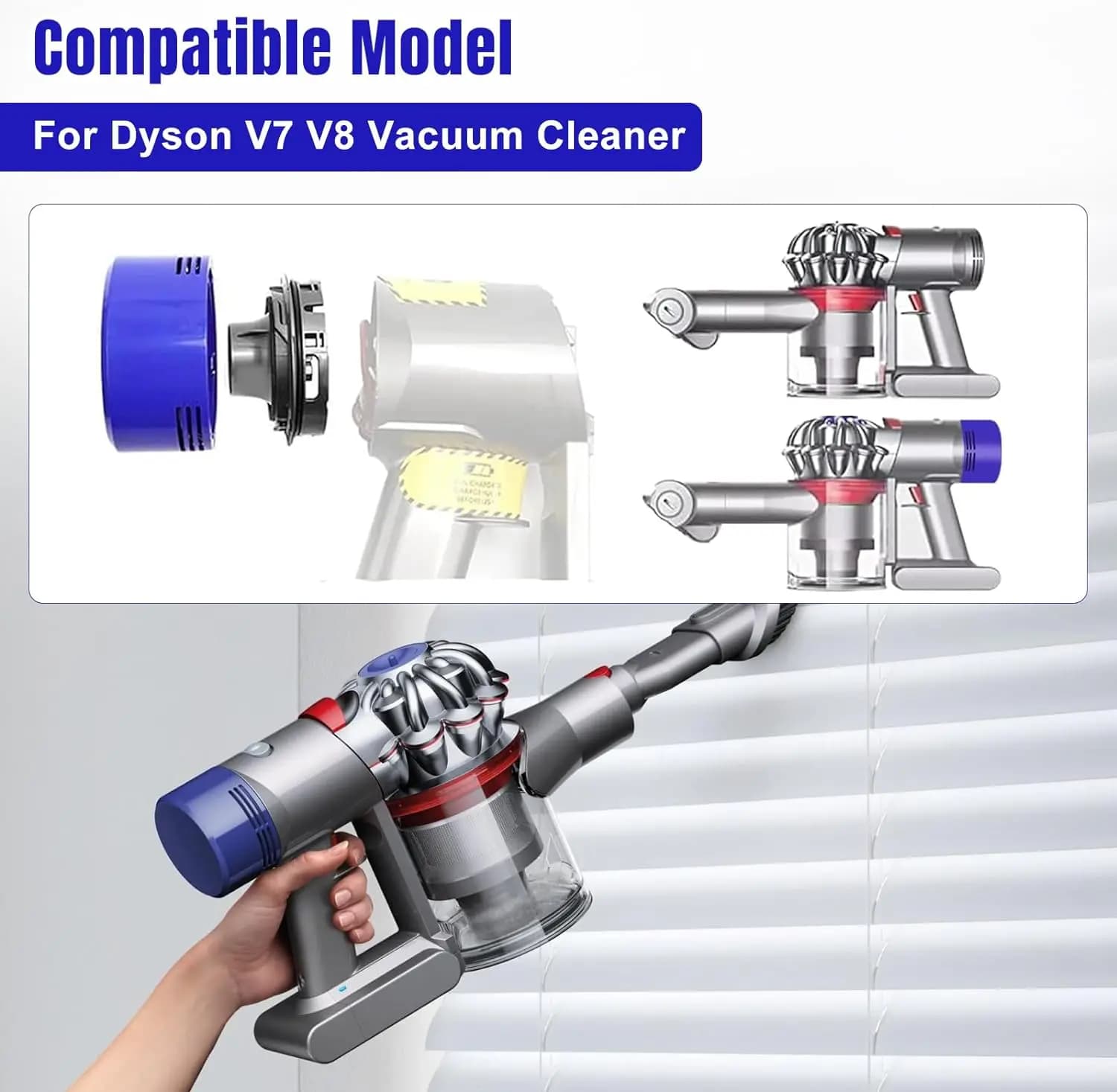 Couvercle arrière de moteur de remplacement, filtre pour aspirateur sans fil Dyson V7 V8, accessoire