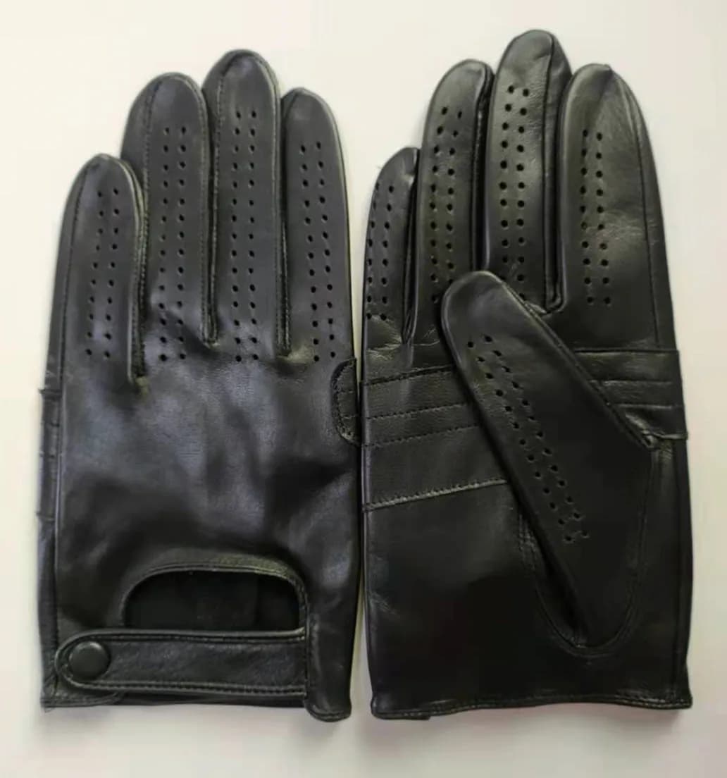 Gants antidérapants en cuir véritable pour hommes, à la mode, respirants, à trous, pour Sports d'été