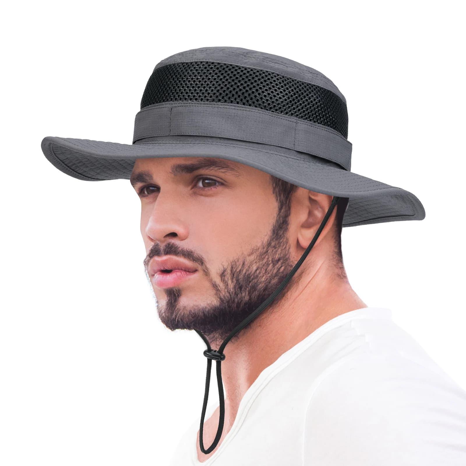 JGNGOUL Chapeau de soleil classique pour homme, chapeau de cowboy respirant, protection solaire UPF 