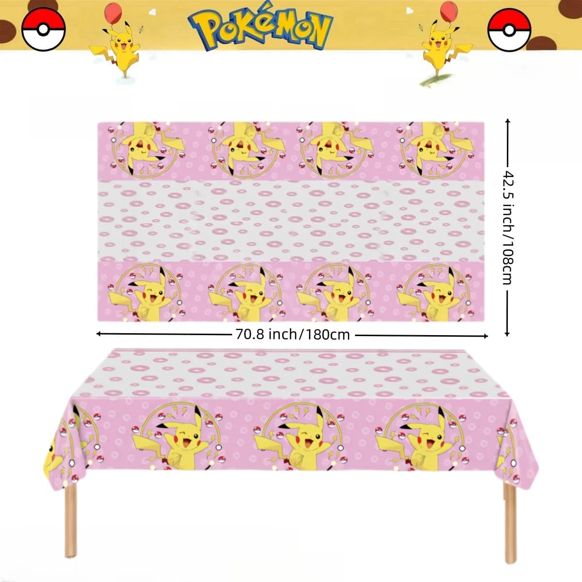 Nappe Pokemon pour Décoration de ixd'Anniversaire, Couverture de Table, Pikachu, Poulet, Grill, Baby