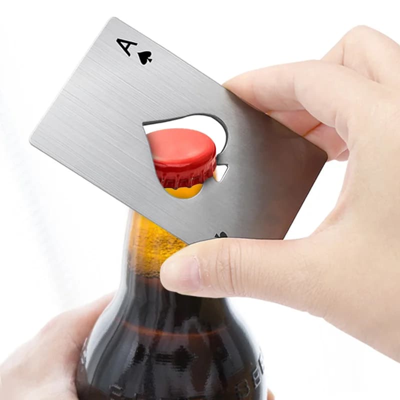 1 pièce Ouvre-bouteille de bière multifonction en métal, format carte de crédit, design créatif, noi