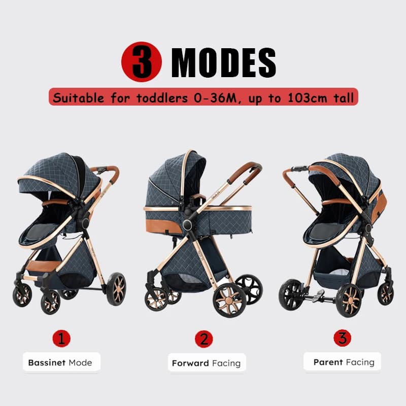 Système de voyage de poussette de bébé 3 en 1 de luxe avec siège auto landau de bébé poussette infan