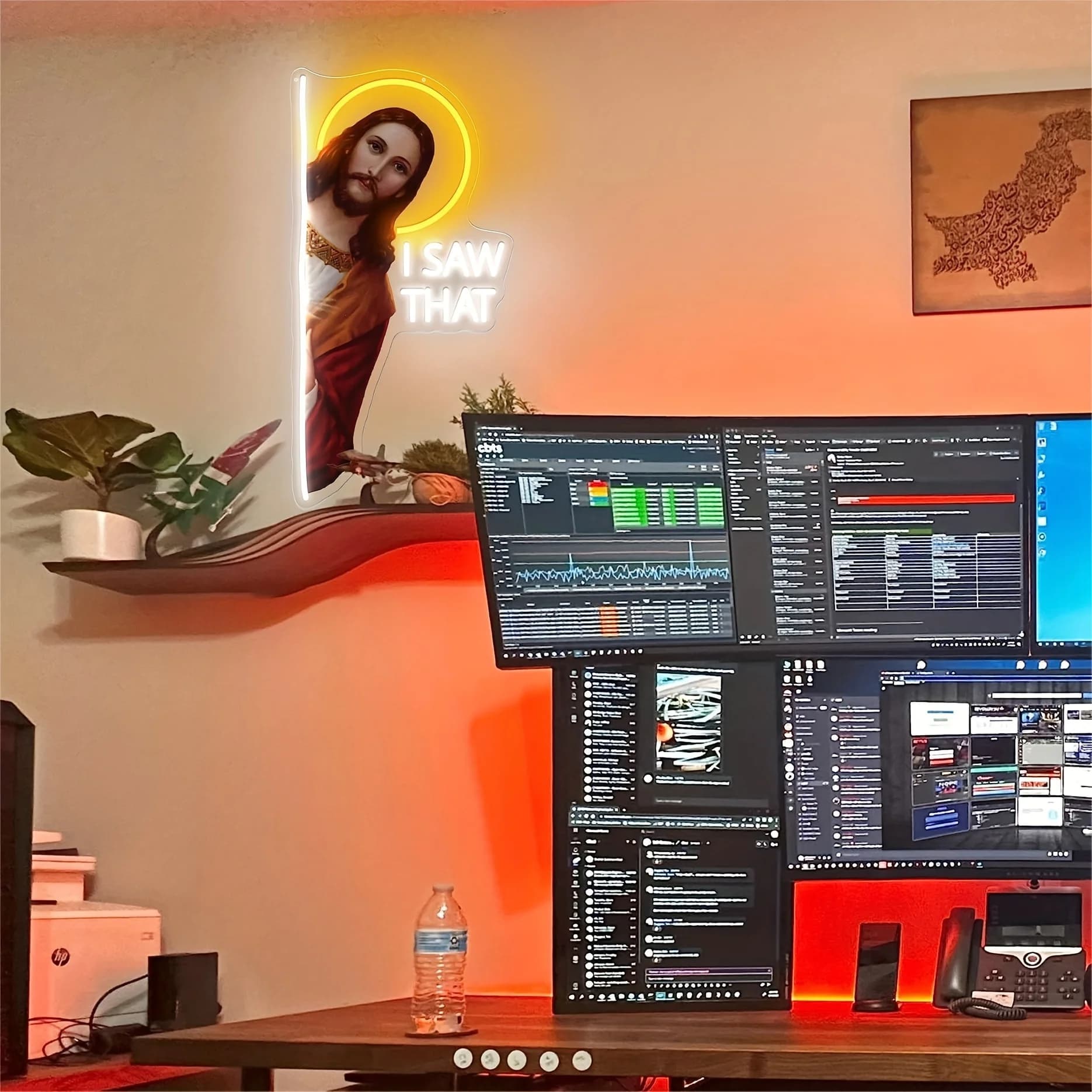 J'ai vu ce enseigne au néon dieu décoration murale au néon avec luminosité réglable lumière LED déco