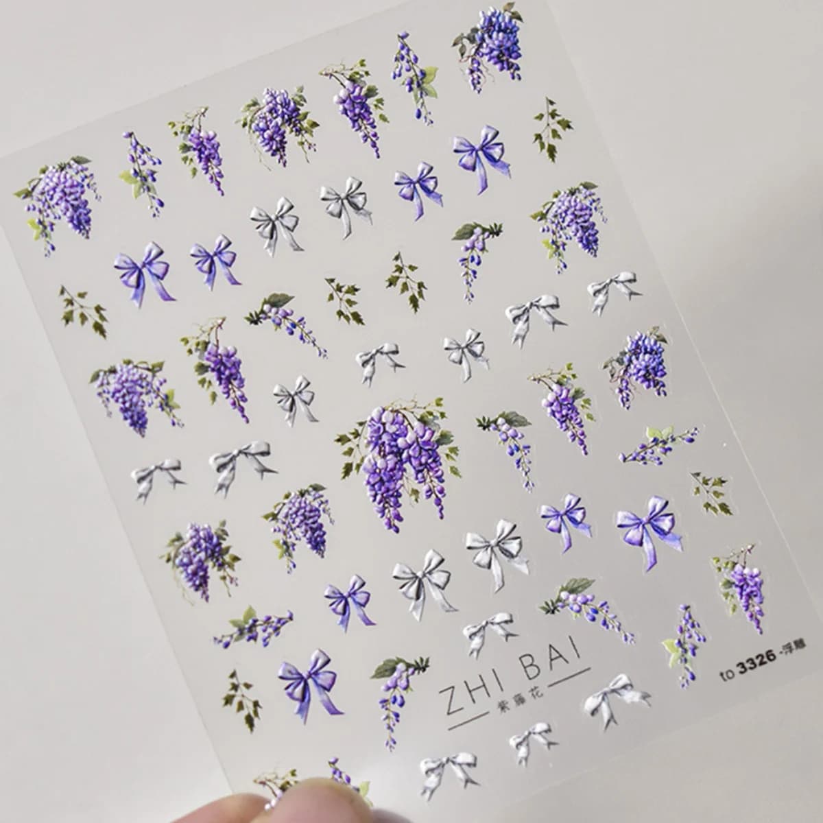 Autocollants 5D de fleurs de glycine violette pour nail art, 1 pièce, adhésif de transfert, décorati