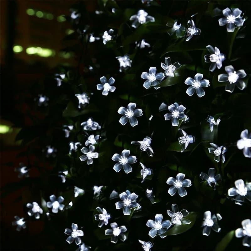 Guirlande solaire d'extérieur étanche à 20led, 5M, 8 modes, fonctionne à piles, fleur de cerisier, d