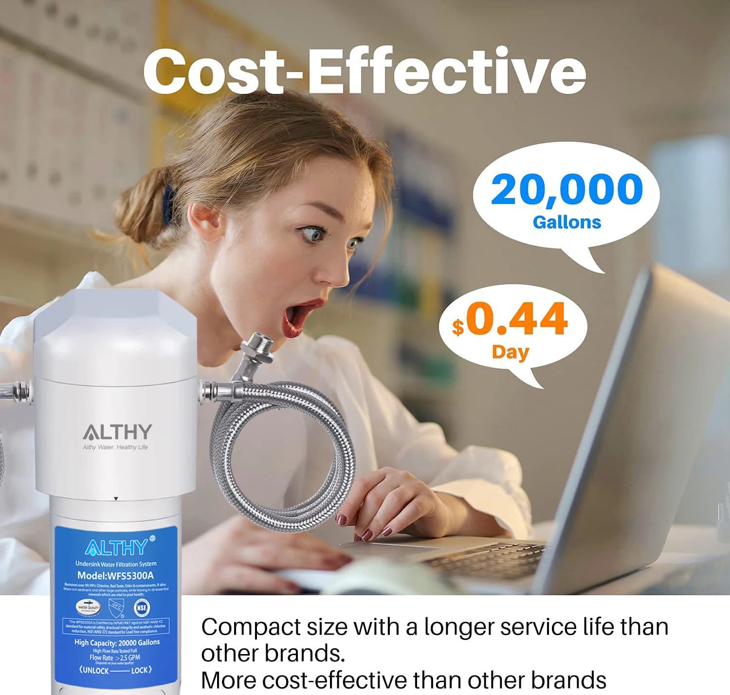 ALTHY – purificateur de filtre à eau potable sous évier, certifié NSF/ANSI, connexion directe sous l