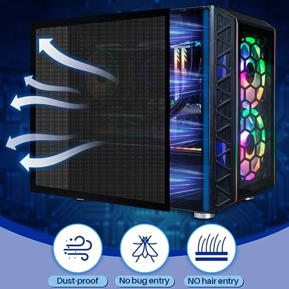 1M bricolage PC boîtier poussière maille filtre PVC anti-poussière maille filtre couverture noir ord