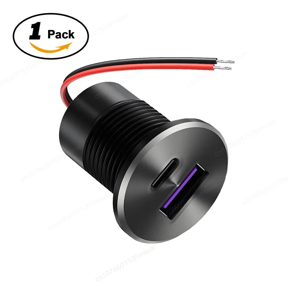 Prise USB tout aluminium 12V/24V pour camping-car, 36W PD3.0 Type C et 18W QC3.0, double ports de ch
