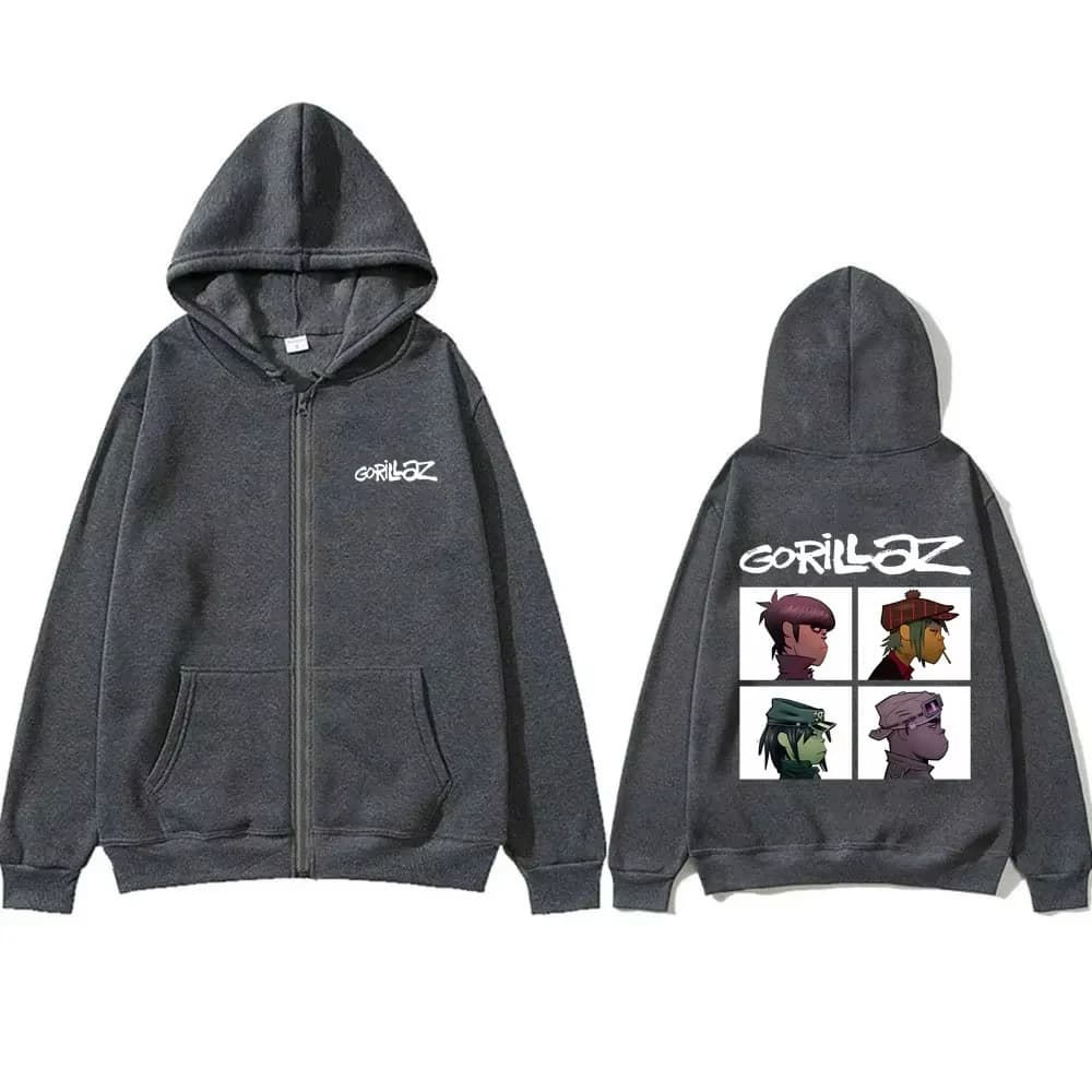 Rock Band Gorillaz Demon Days Album graphique sweat à capuche avec fermeture éclair hommes femmes Hi