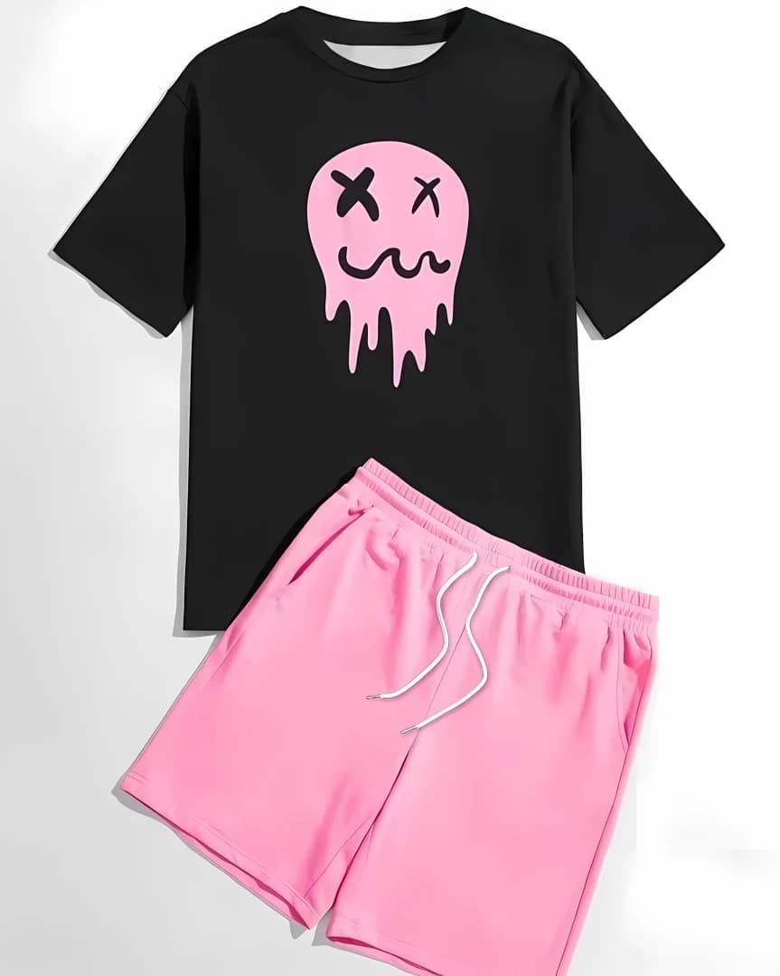 Ensemble T-shirt + short à la mode imprimé en 3D pour hommes, short à manches courtes à motif amusan