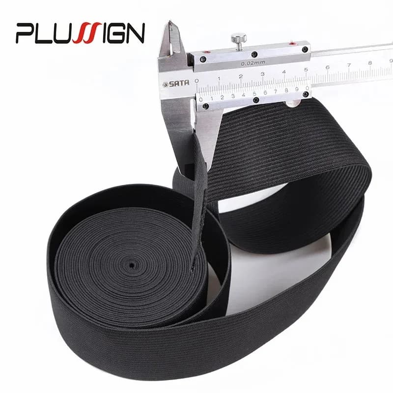 Bande élastique noire pour perruques, 5 mètres de largeur, 1.5-4cm, garniture de ceinture en Spandex