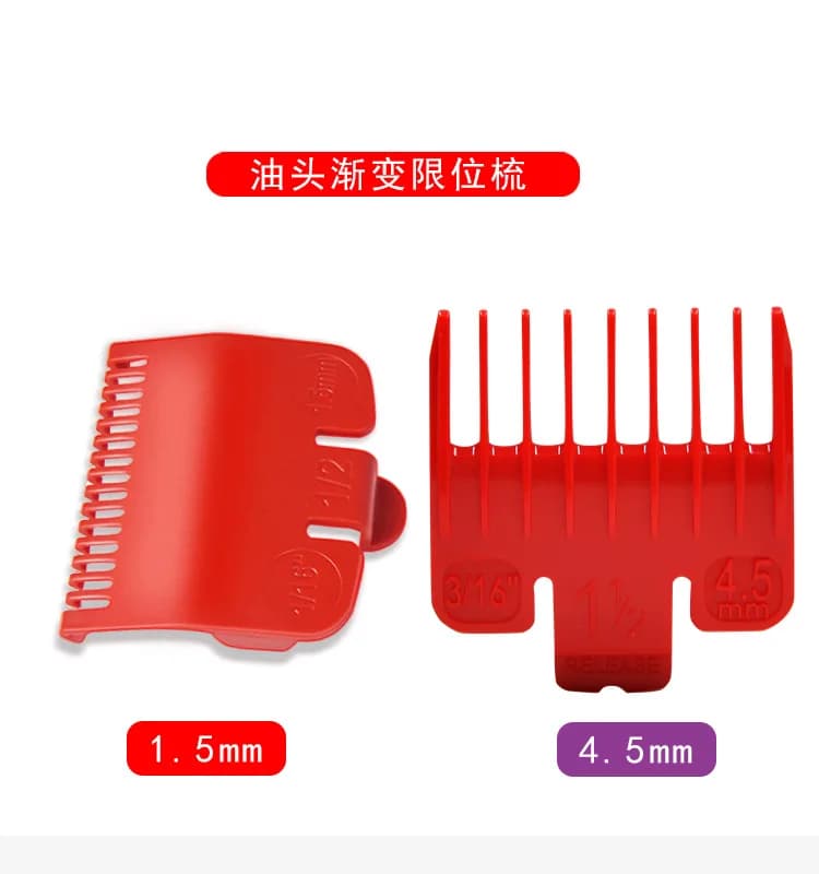 Kemei peignes guides 1.5 4.5mm, 2 pièces, rouge Guide de coupe professionnel limite de tondeuse à ch