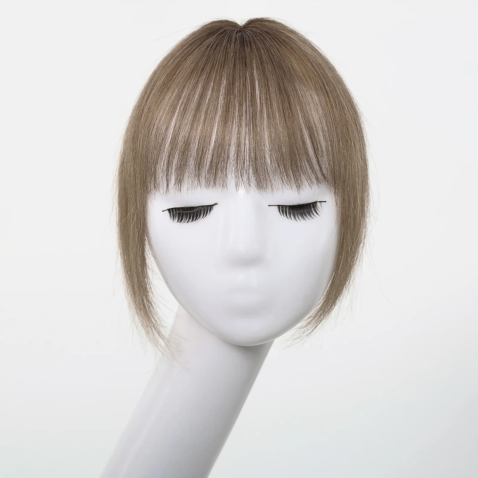 100% Remy cheveux humains Toppers avec frange brun clair postiches 3D vaporeux frange pour les femme