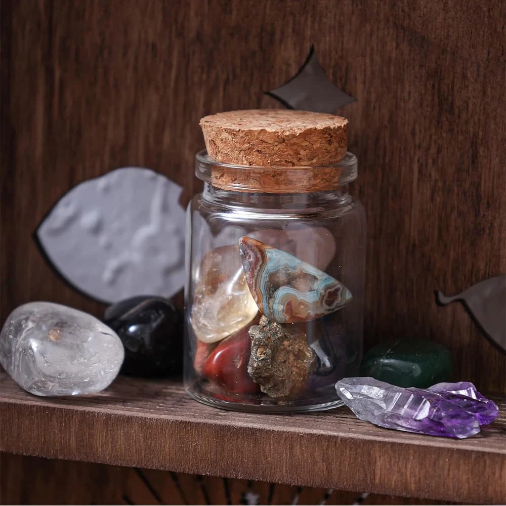 Mini bocaux en verre HI avec bouchons en liège, petits pots de sort, bouteille de souhait, bouteille
