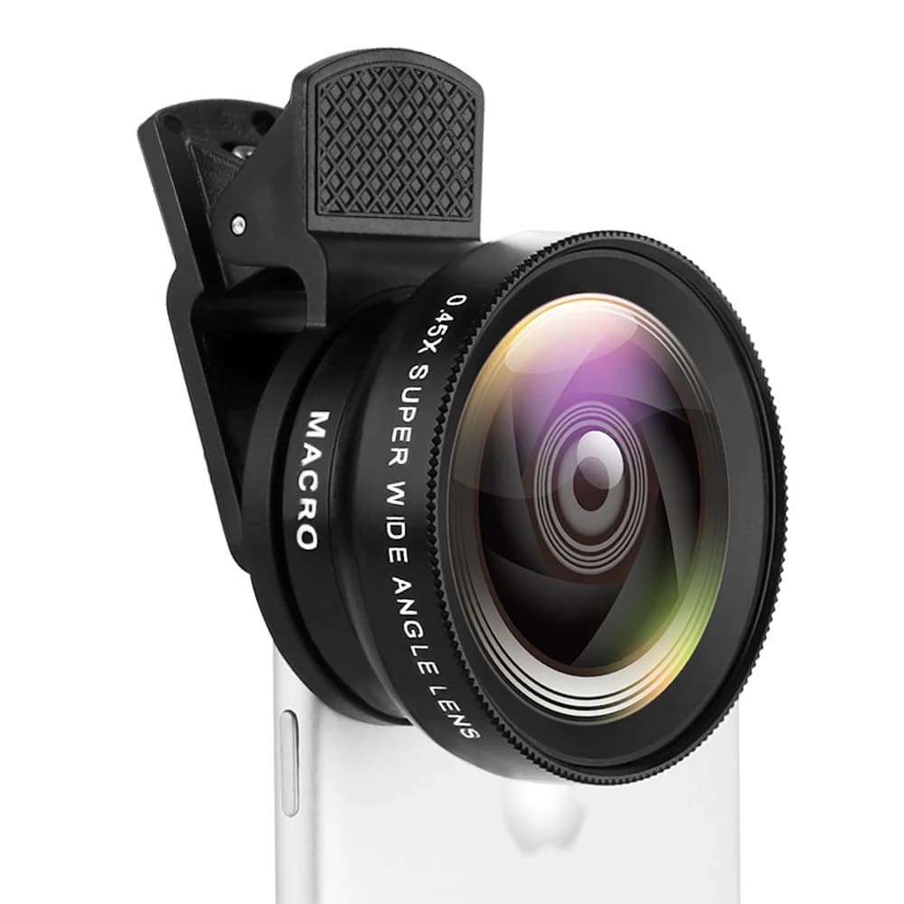 Objectif de téléphone portable à 2 fonctions, objectif grand angle 0,45X et objectif macro HD 12,5X,