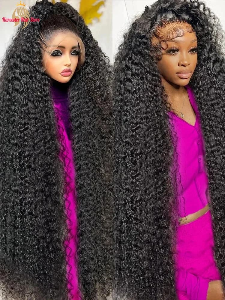 Perruques en cheveux humains ondulés profonds de 30, 40, 44 pouces, avec dentelle frontale HD 13x4, 