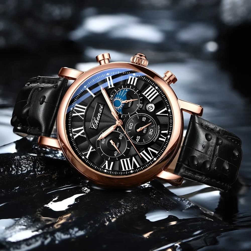 CHENXI 973 hommes montre à Quartz mode affaires Phase de lune Date multifonctionnel chronographe bra