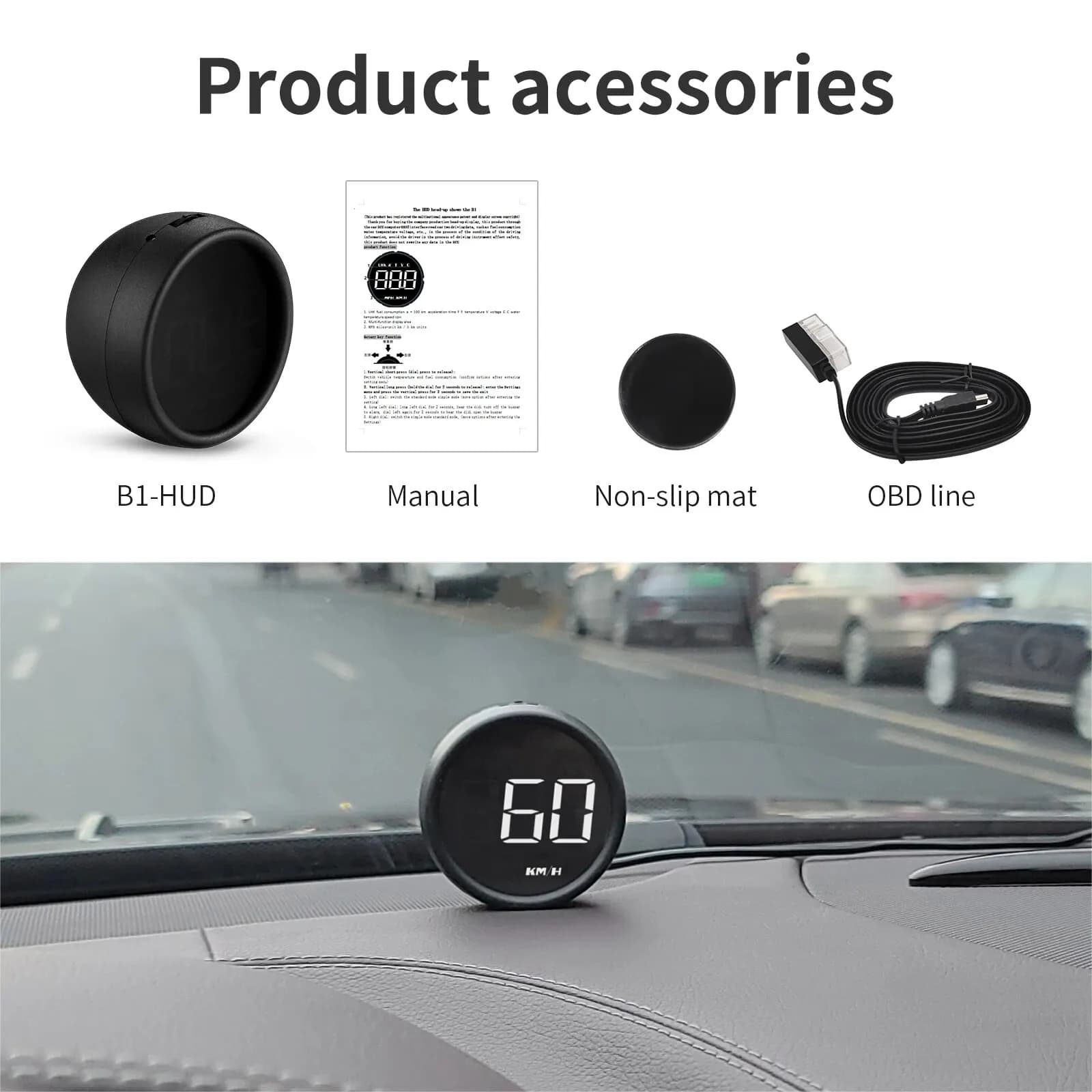 AD B1 affichage tête haute OBD2 HUD compteur de vitesse projecteur de voiture alarme EOBD consommati