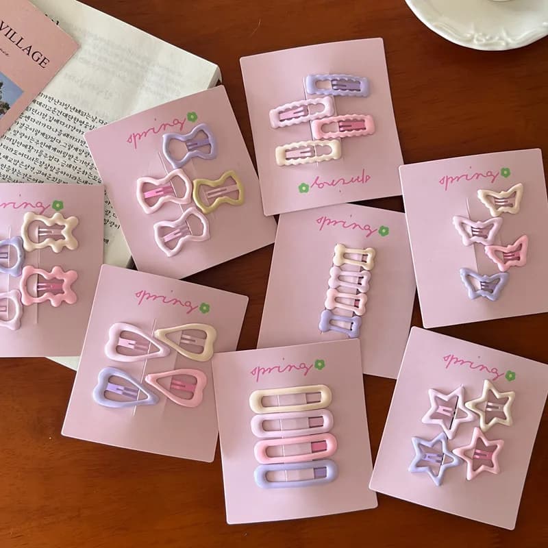 Mini pinces à cheveux géométriques colorées pour filles, 4 pièces/ensemble, ornements pour cheveux, 