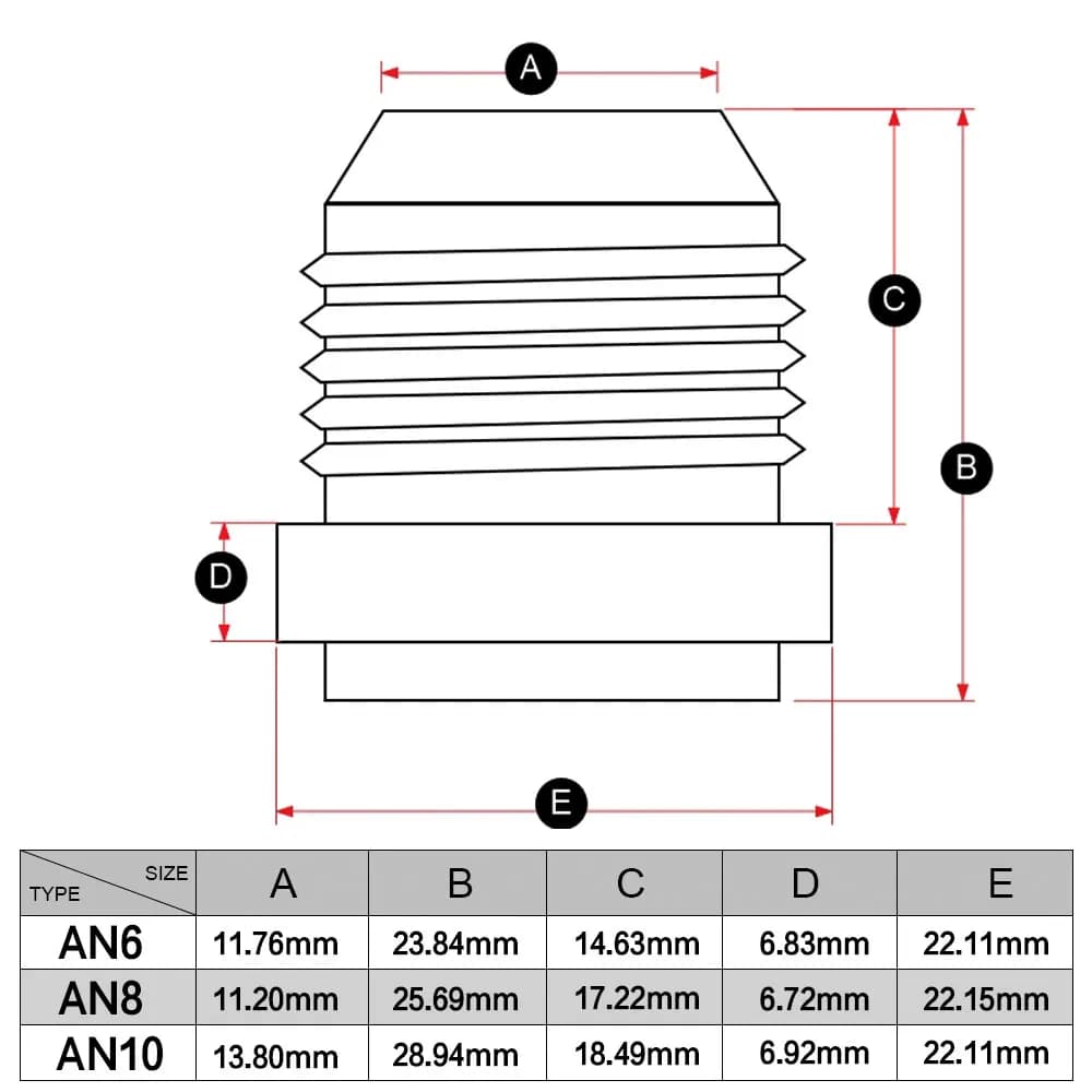Raccord de Tuyau Nitrous en Aluminium, Billette Mâle Droite, Adaptateur de Soudure AN6 AN8 AN10