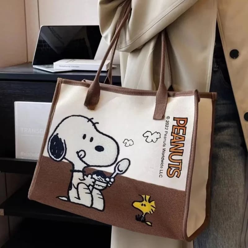 Sac à bandoulière Snoopy Woodstock, grand format, pour les trajets quotidiens, sac à main en toile c