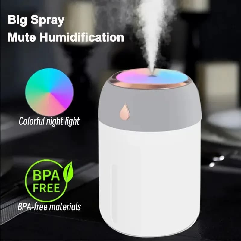 Humidificateur d'air portable 300 ml, mini diffuseur d'arômes USB avec lumière LED froide, brume pou