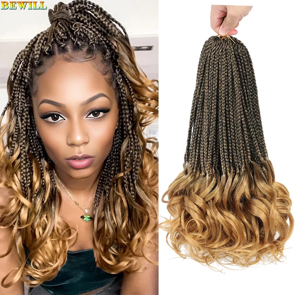 Tresses synthétiques au crochet de 14 pouces pour cheveux bouclés français, tresses en boîte de bouc