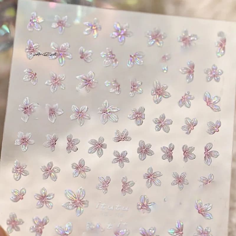 Autocollant pour ongles en forme de fleur à 5 pétales, Mini décalcomanie fraîche de petite couleur, 